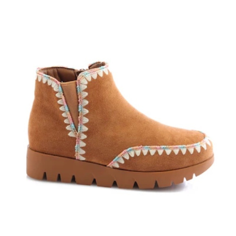 MIA Tan Kids Boots with Colorful Trim